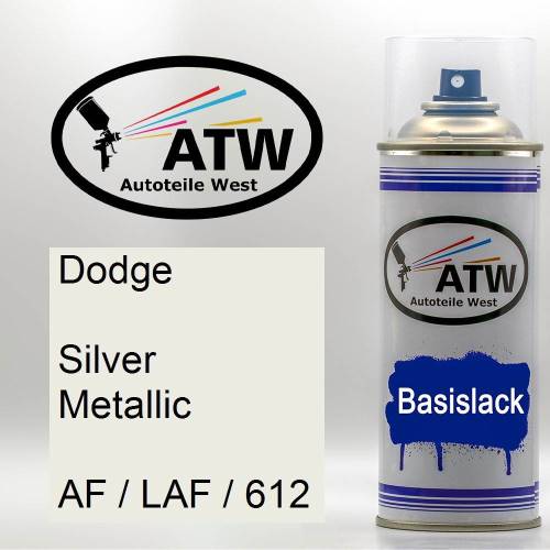 Dodge, Silver Metallic, AF / LAF / 612: 400ml Sprühdose, von ATW Autoteile West.